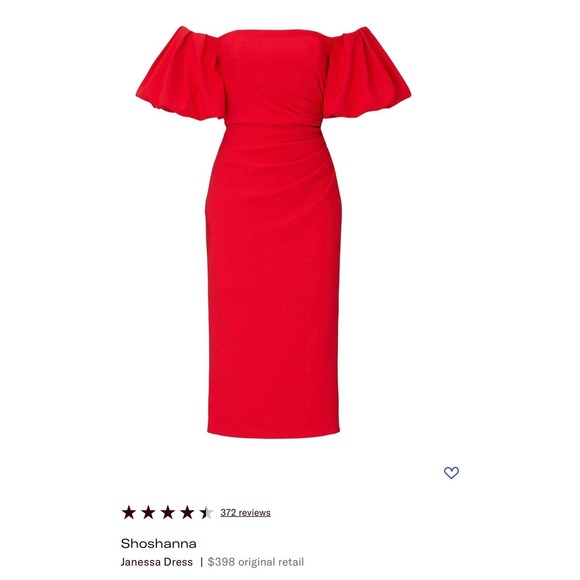 Shoshanna Red Ruched Bodycon Dress Puff Sleeve Party Cocktail Sz 8